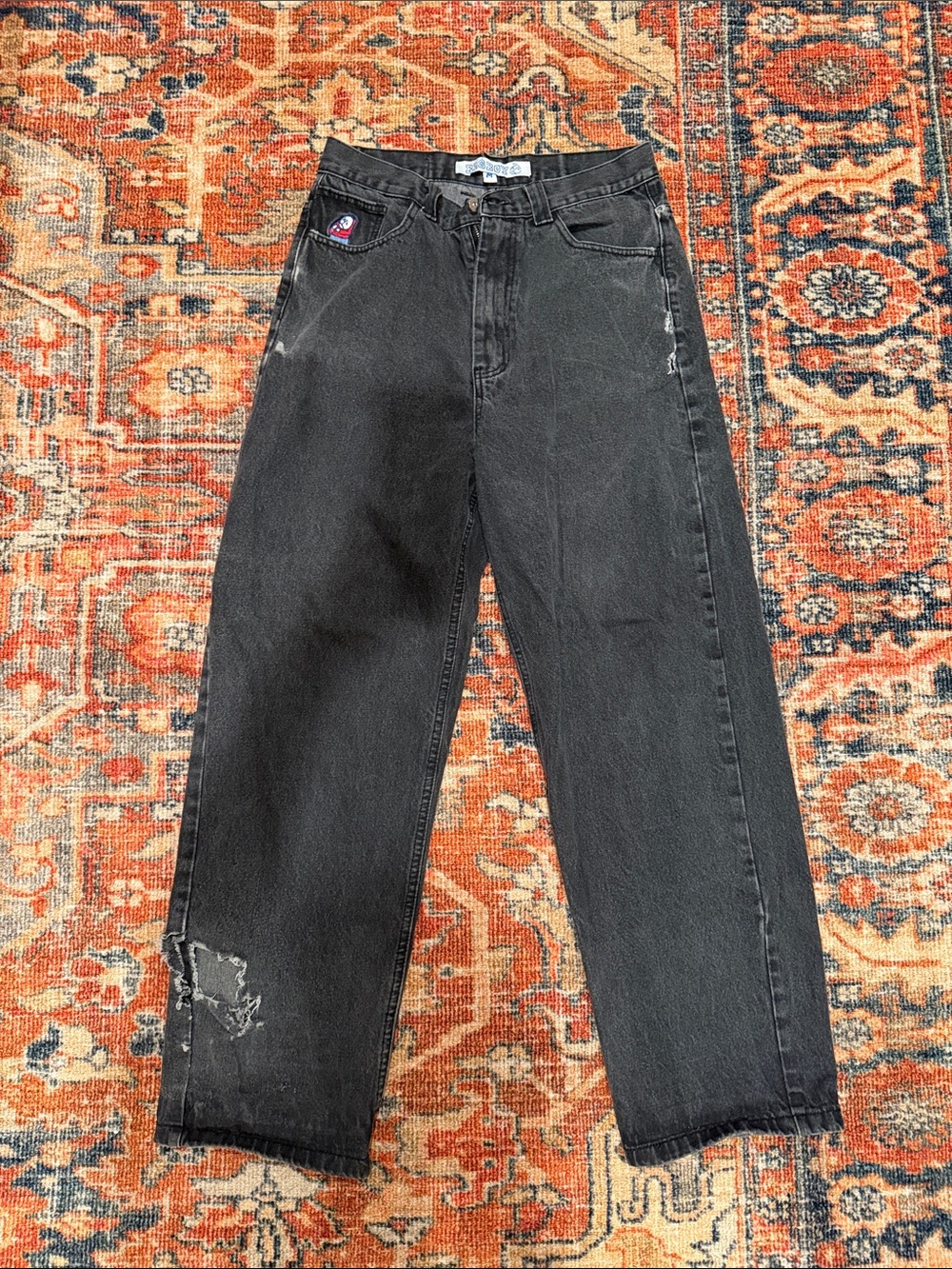 Big Boy Skater Relaxed Black Men's Jeans with Subtle Distressing